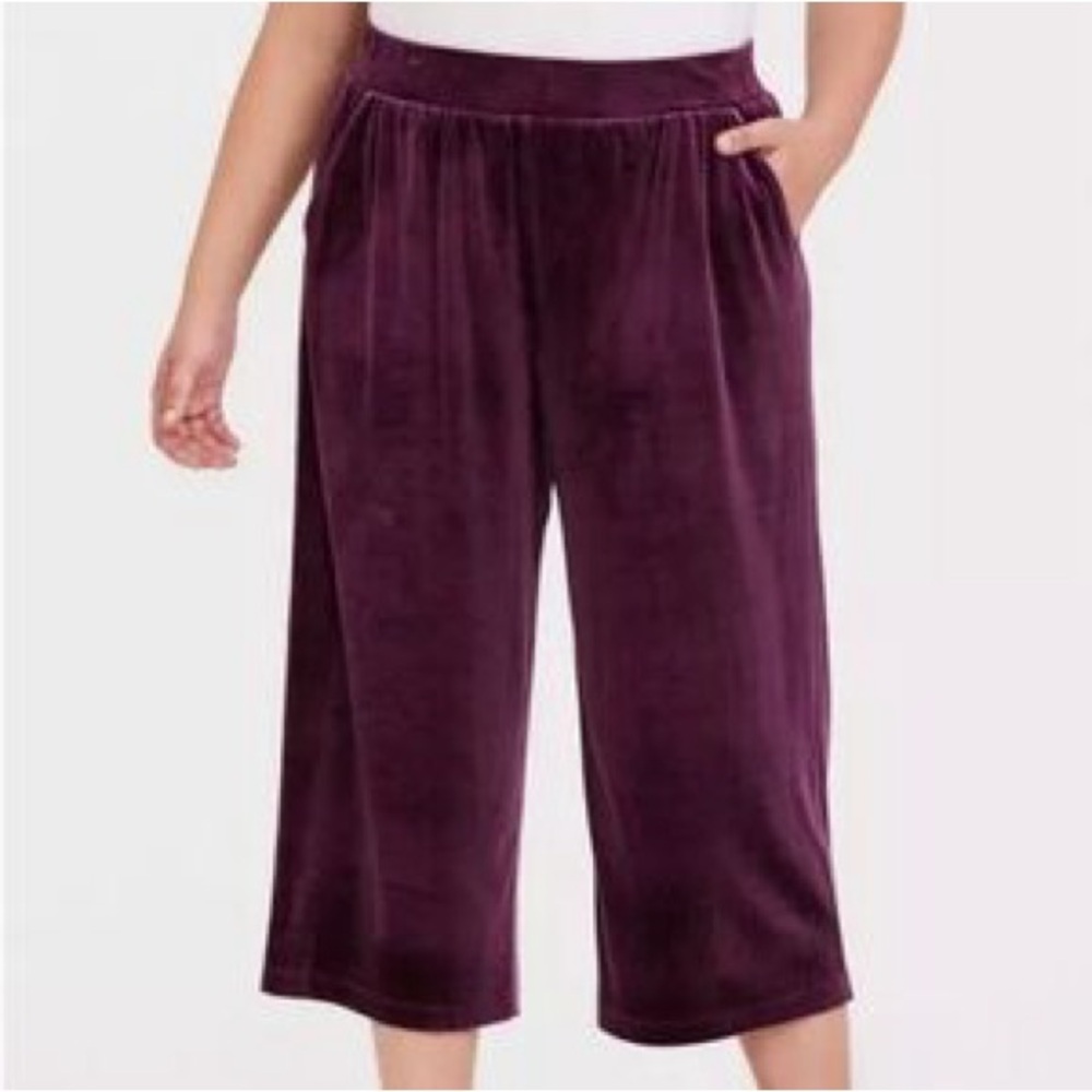 Torrid Rich Burgundy Velvet Culottes